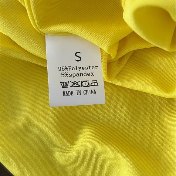 Sexy Neon Yellow 2 Pc Crop Top and Ruched Mini Skirt Set Size S - Picture 7 of 10